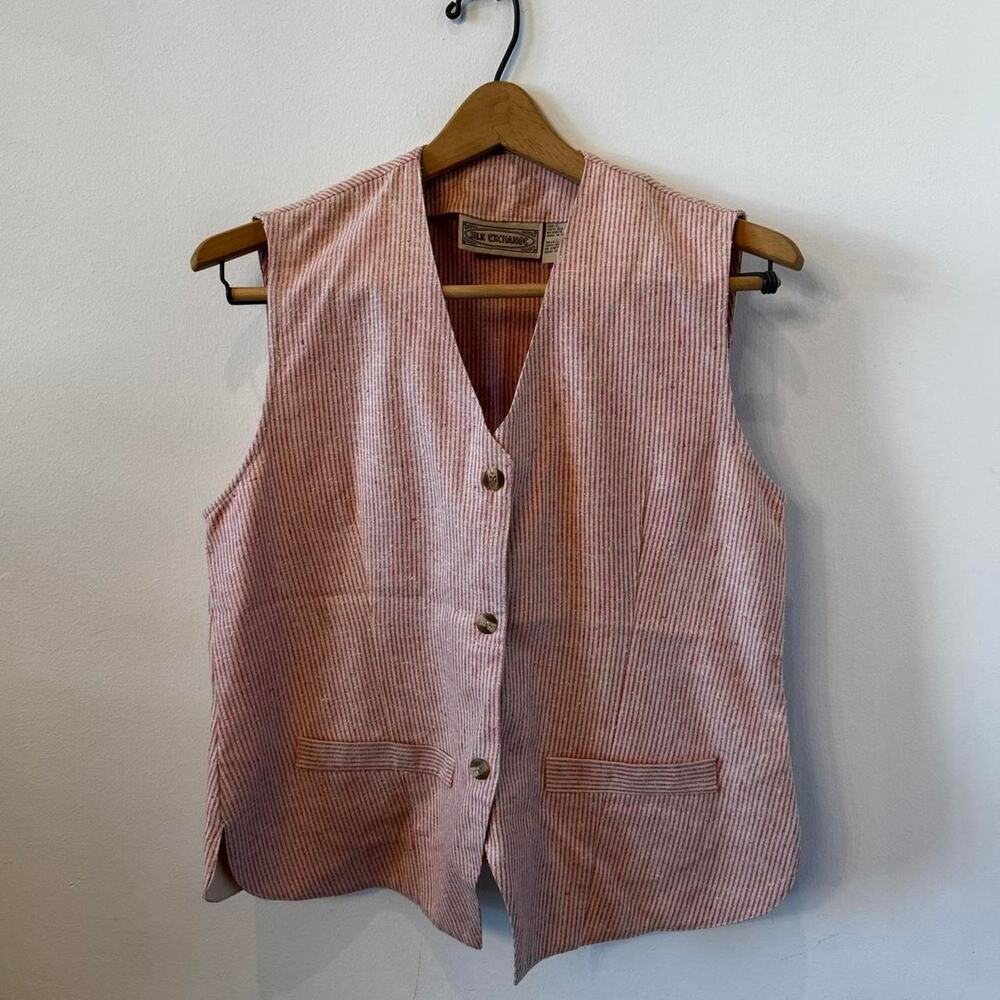 Silk Exchange Red & White Pinstripe Vest